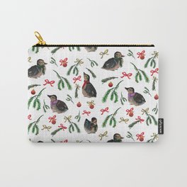 Little Ducks And Ornaments Christmas Winter Pattern Illustration Carry-All Pouch