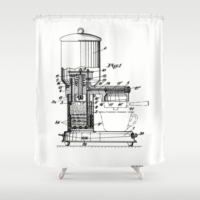 Espresso Machine Patent Artwork Shower Curtain