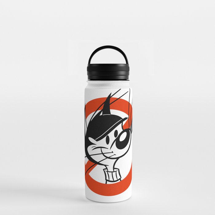 No Smoking Cat Sign Retro 30s Cartoon Rubber Hose Style Water Bottle