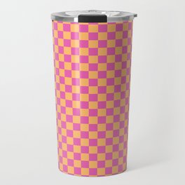 Orange and Pink colorful checkerboard pattern background Travel Mug