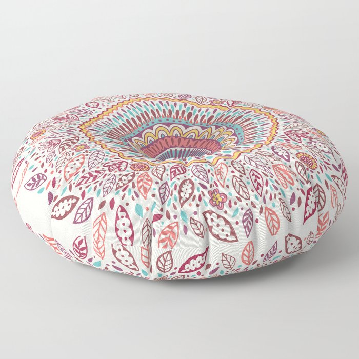 Sunflower Mandala Floor Pillow | Graphic-design, Nature, Pattern, Bohemian, Flower, Flowers, Boho, Illustration, Mandala, Leaves