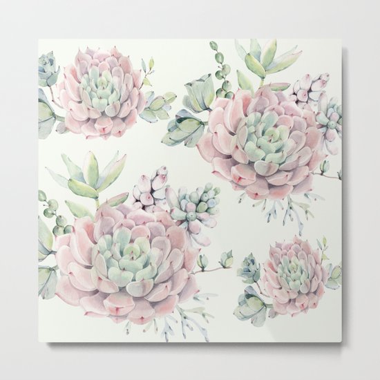Pink Echeveria Light Green #society6 #buyart Metal Print