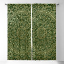 Mandala Royal - Green and Gold Blackout Curtain | Green, Oriental, Pattern, Meditation, Graphicdesign, India, Metallic, Luxury, Gold, Mandala 