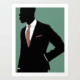 Man in Suit with Red Tie - Masculine Art Print  Art Print