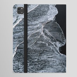 Waves on a black sand beach in iceland - minimalist Landscape Photography iPad Folio Case | Landscape, Wave, Beach, Curated, Minimalist, Nature, Travel, Water, Iceland, Moody 