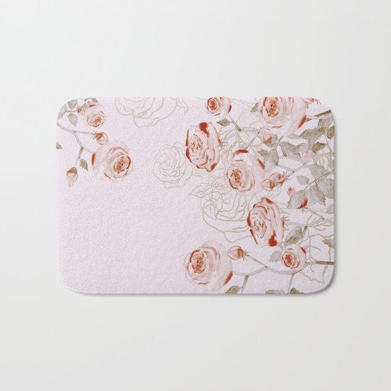 FRENCH PALE ROSES Bath Mat