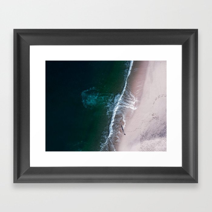 Ocean Walk III - Aerial Beach photography by Ingrid Beddoes Framed Art Print