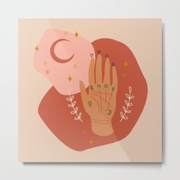 Terracotta Palmistry Metal Print | Astrology, Witch, Occult, Fortuneteller, Palmistry, Mystic, Digital, Moon, Modernwitch, Terracotta 
