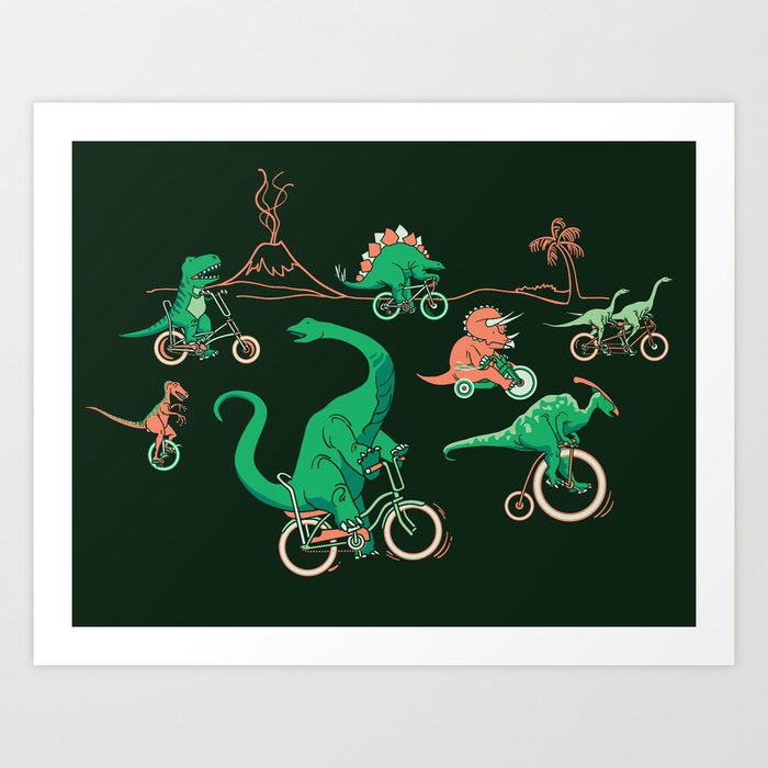 Dinosaurs on Bikes! Art Print