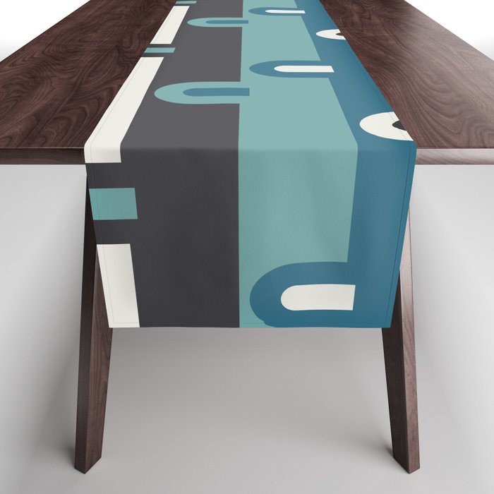 teal arches stripe Table Runner