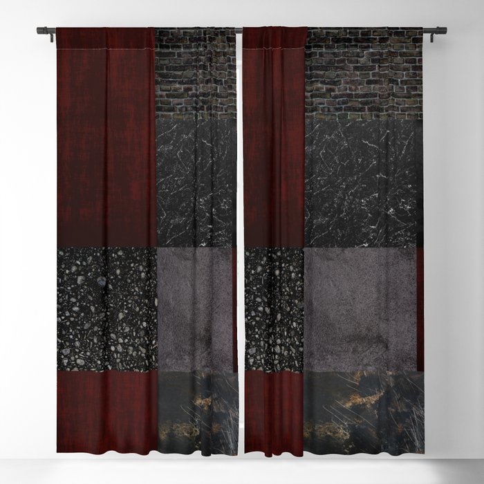 Patchwork (Burgundy + Black) Blackout Curtain