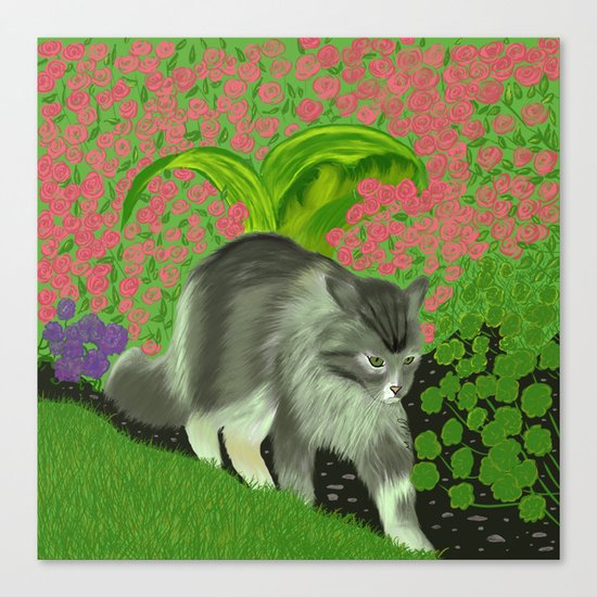 Cat In The Garden Canvas Print