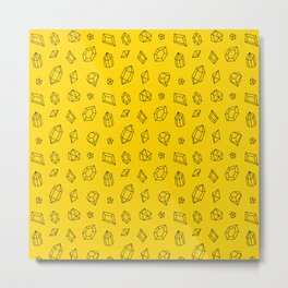 Yellow and Black Gems Pattern Metal Print