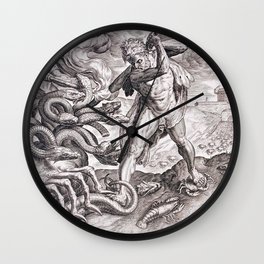 Hercules Killing the Lernean Hydra - Cornelis Cort  Wall Clock
