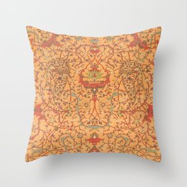 Flowery Vines V // 16th Century Contemporary Red Blue Yellow Colorful Ornate Accent Rug Pattern Throw Pillow
