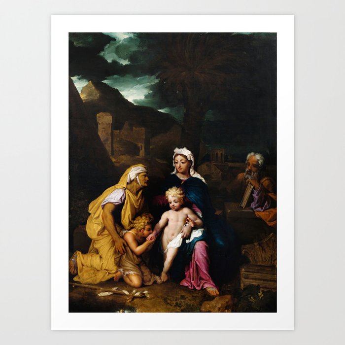 The Holy Family With Saint Elisabeth And The Infant John The Baptist,Noël Nicolas Coypel Art Print