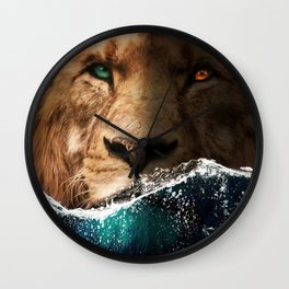Lion behind the Ocean Wall Clock