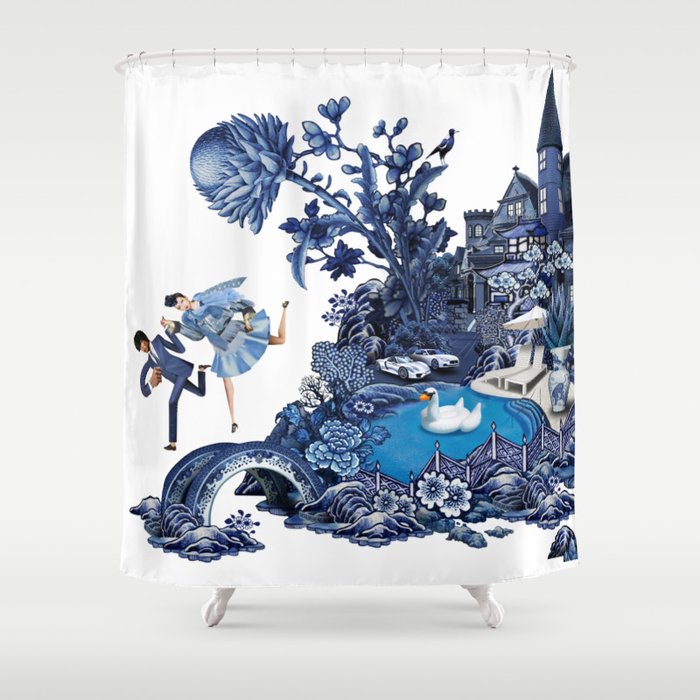 The Lovers Flee Shower Curtain