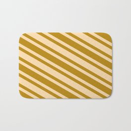 [ Thumbnail: Dark Goldenrod & Tan Colored Lines/Stripes Pattern Bath Mat ]