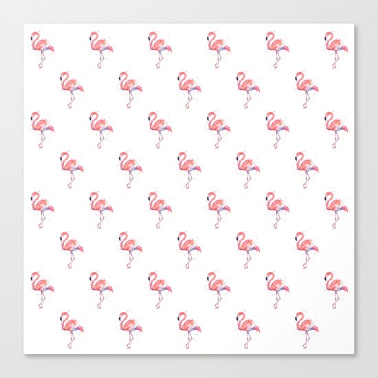 Flamingo Pattern Pink Flamingo Watercolor Canvas Print