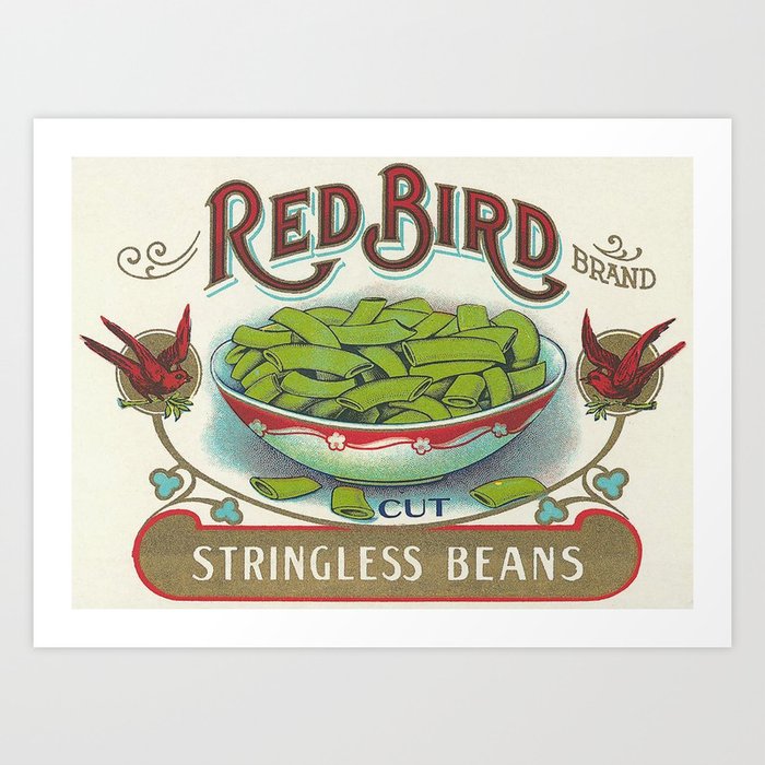 Vintage Bean Can Label 1900 Art Print