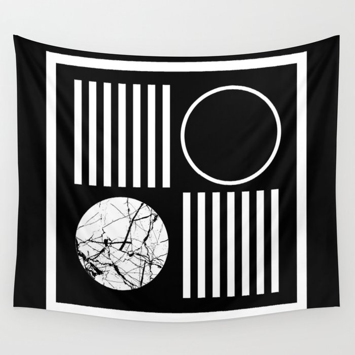 Retro Marble 2 - Abstract, geometric, black and white, bold, modern design Wall Tapestry