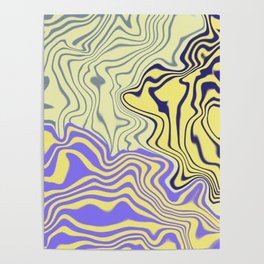 May Abstract Line Art (Purple, Stale Blue, Navy, Yellow, Creamy Yellow) Poster