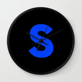 letter S (Blue & Black) Wall Clock