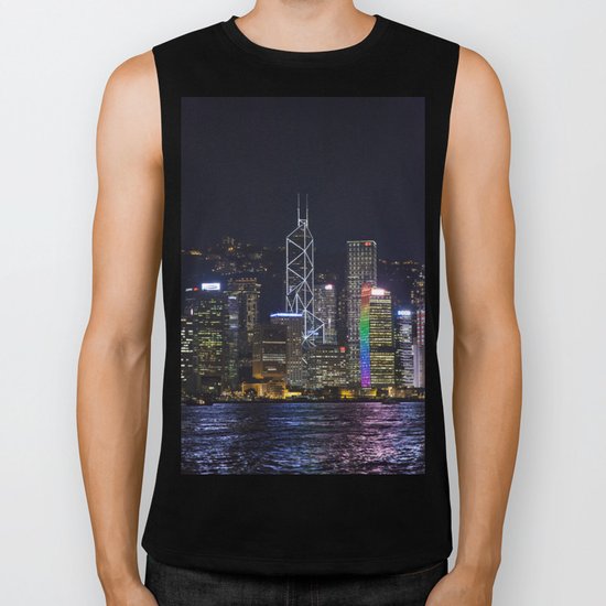 Hong Kong Night Skyline Biker Tank