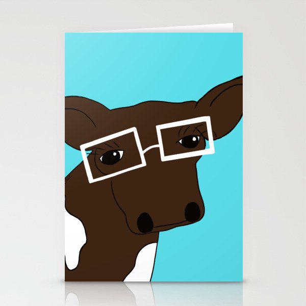 Matilda the Hipster Cow Stationery Cards | Drawing, Digital, Cow, Cow-art, Hipster-cow, Bovine, Bovine-art, Brown-and-white-cow, Fun-cow-art, Cow-with-glasses