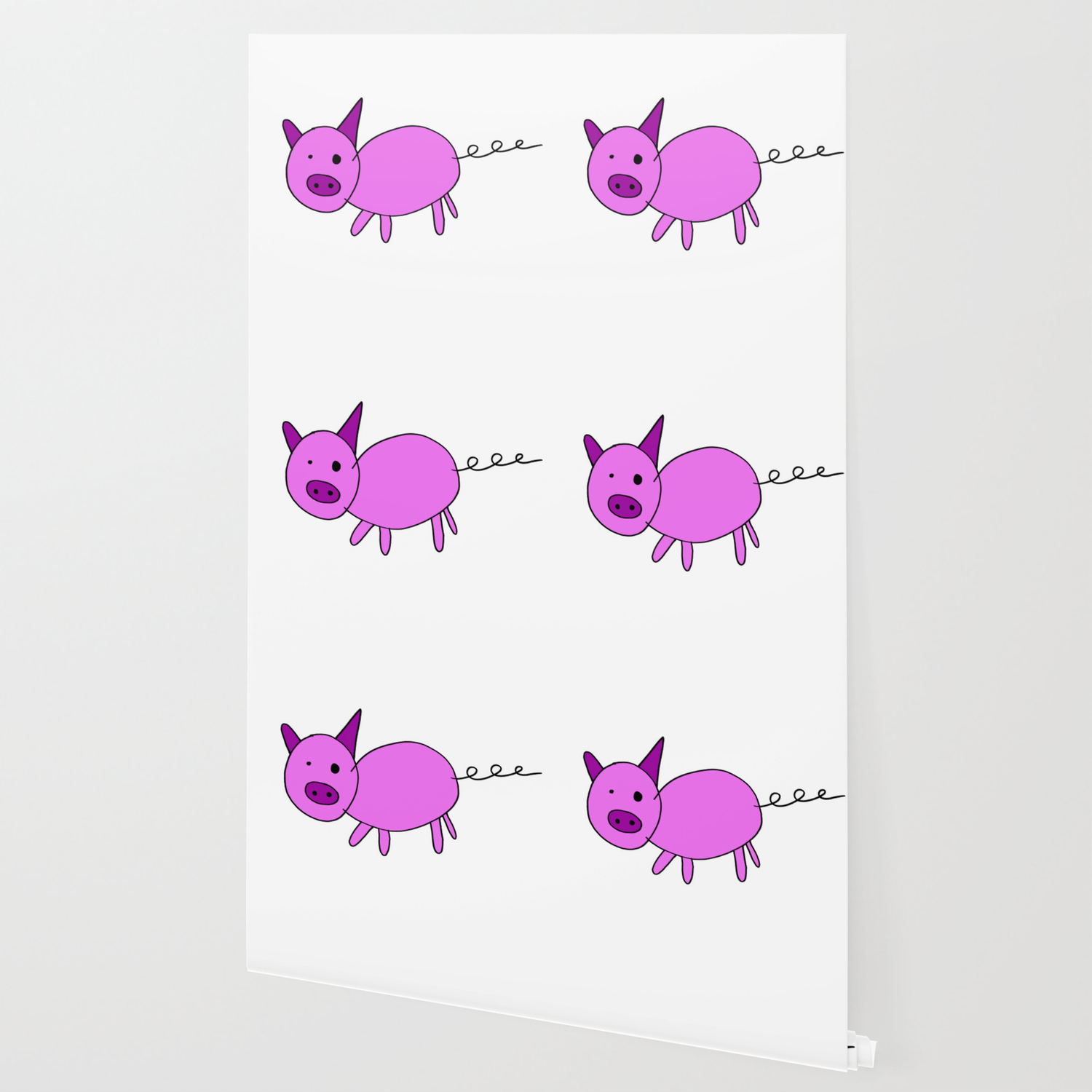 Sweet Pink Piggy Wallpaper By Studio Lotte Society6