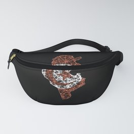 Map of Tunisia, Polygonal mesh line map, flag map Fanny Pack