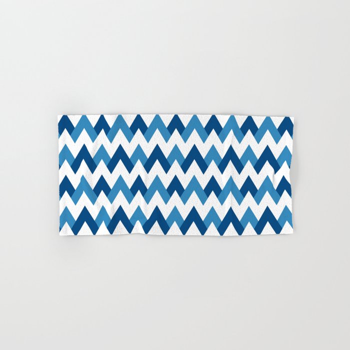 Abstract Chevron Mountain Peaks Stripes in Classic Blue and White Hand & Bath Towel
