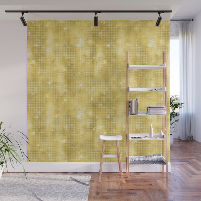 Glam Yellow Diamond Shimmer Glitter Wall Mural