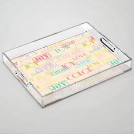 Enjoy The Colors - Colorful typography modern abstract pattern on creamy pastel color background Acrylic Tray
