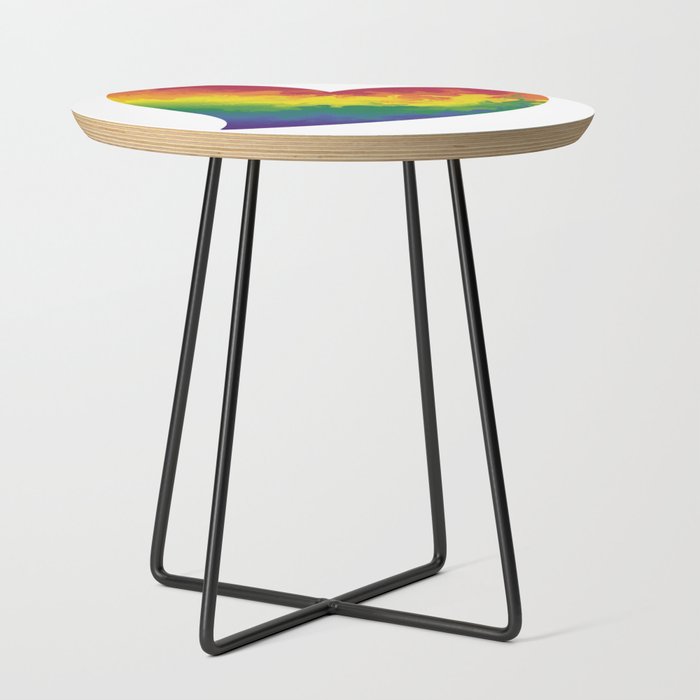 Rainbow Painted Hearts Side Table