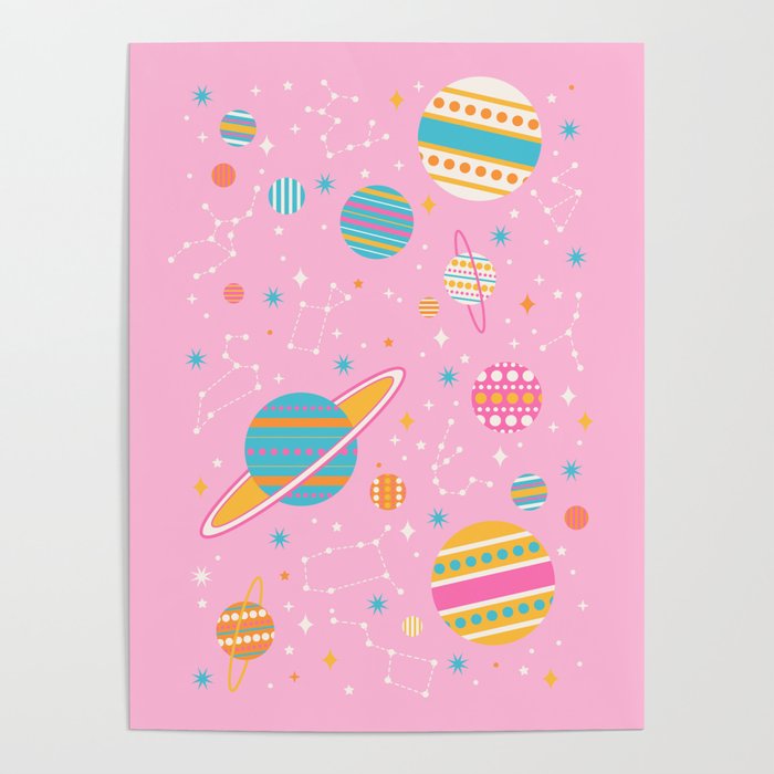 Geometric Space - Pink Poster