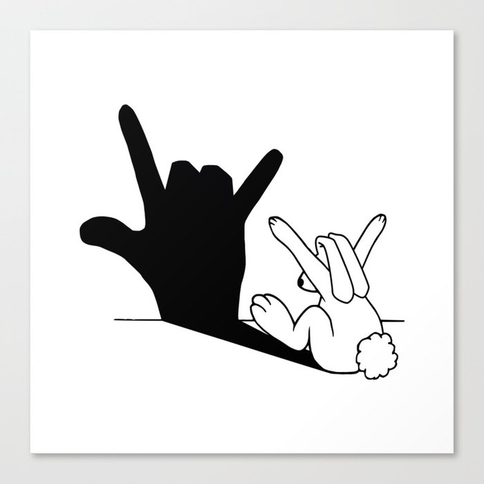 Rabbit Love Hand Shadow Canvas Print