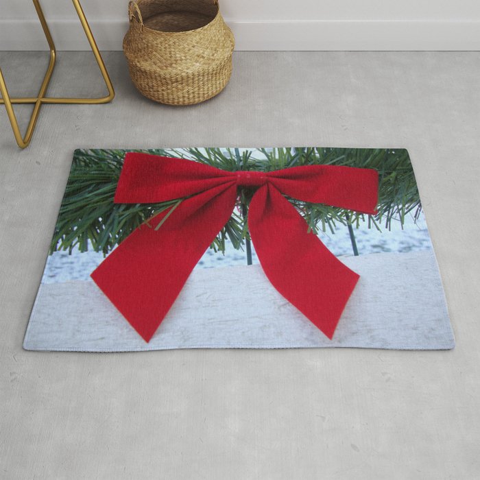 Red Bow for Christmas Rug
