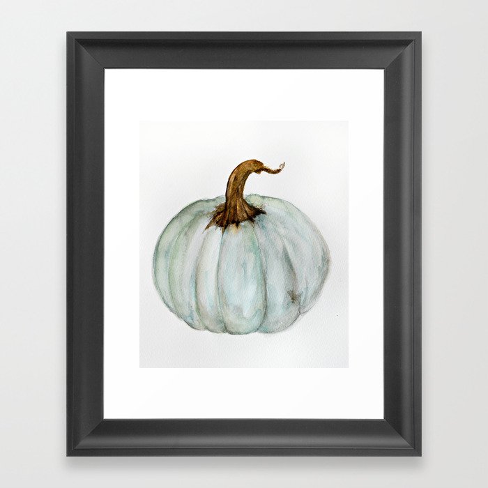 Blue-Gray Cinderella Pumpkin - Watercolor  Framed Art Print