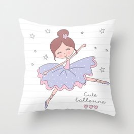 Cute Ballerina Throw Pillow