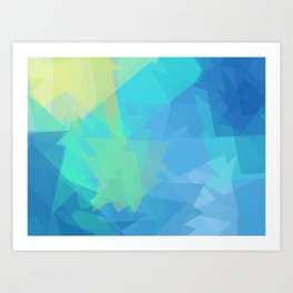 Triangle Pattern Ocean and Sky, Blue Teal Design Art Print