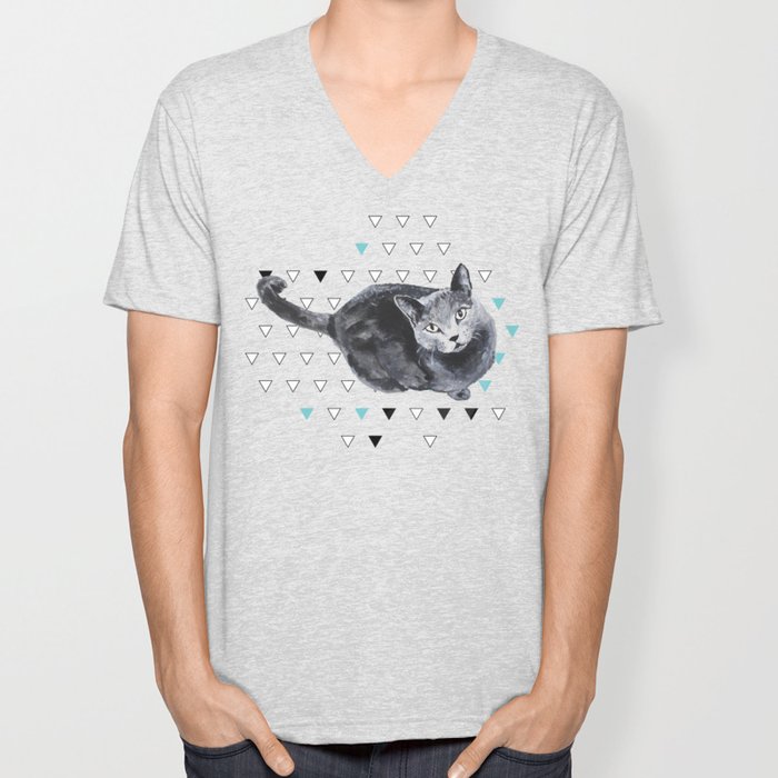 Russian Blue Cat Unisex V Neck By Aikogg Society6