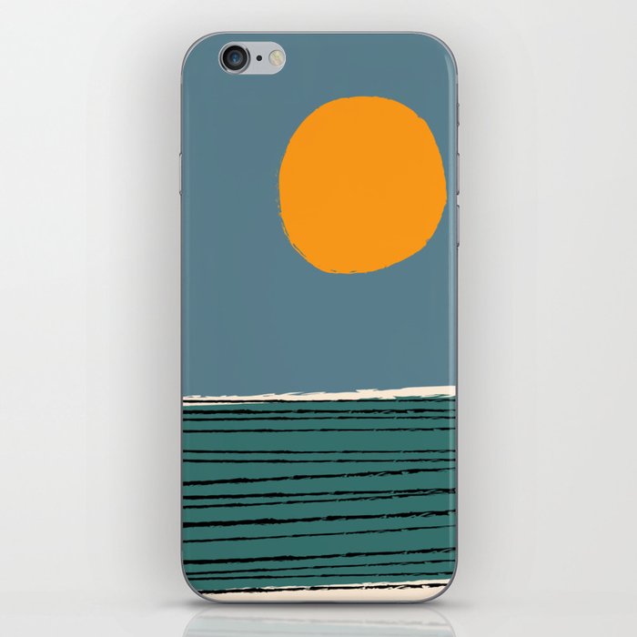 Shore - Orange and Blue Minimalistic Colorful Sunset Art Design Pattern  iPhone Skin