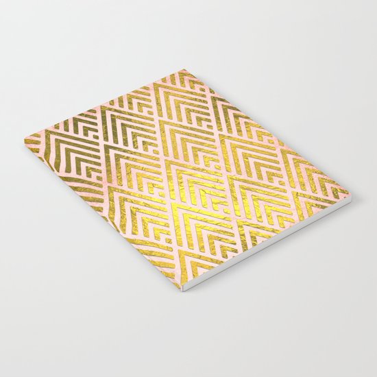 Gold foil triangles on pink - Elegant and luxury triangle pattern Notebook
