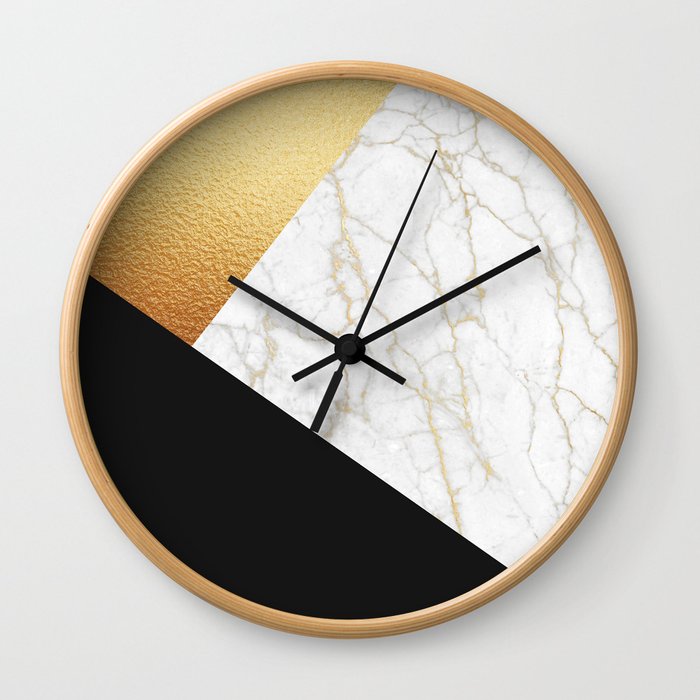 GOLDEN MARBLE TRIANGLE Wall Clock