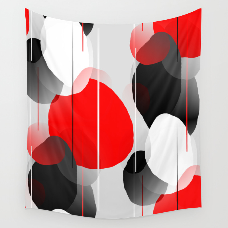 Modern Anxiety Abstract Red Black Gray Wall Tapestry By