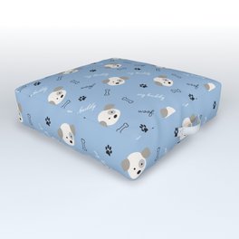 Dog in blue background Outdoor Floor Cushion
