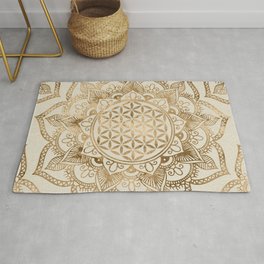 Flower of Life in Lotus - pastel golds and canvas Area & Throw Rug