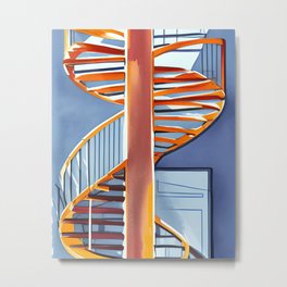 Hot Spiral Staircase Metal Print | Abstract, Watercolor, Iron, Staris, Line, Steps, Graphicdesign, Fire, Minimal, Hot 